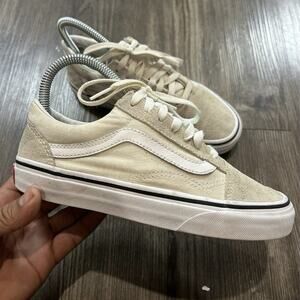Vans Women's Size 5.5 Off The Wall Old Skool Skateboard Shoes Cream Suede 751505